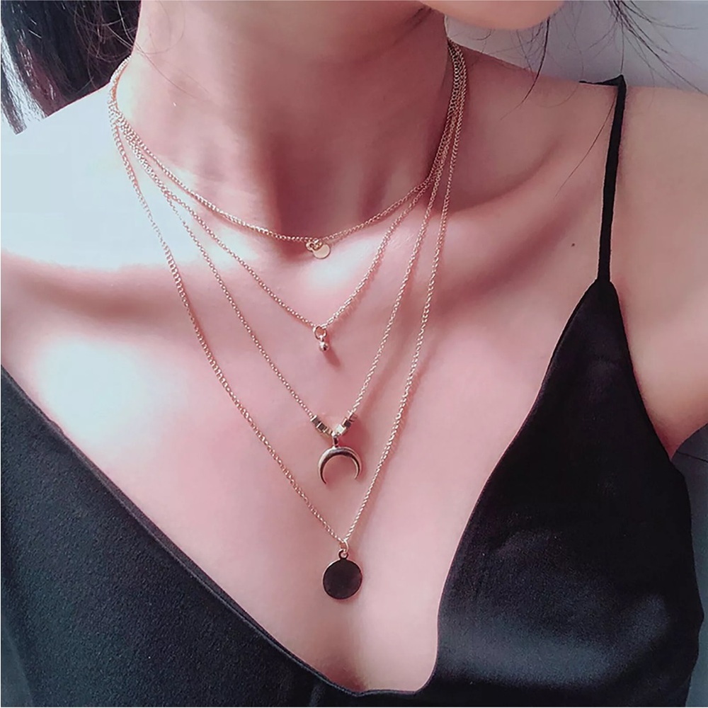 Religious Style Multi Chain Necklace Cross Vir-gin Mary Pendant Necklace For